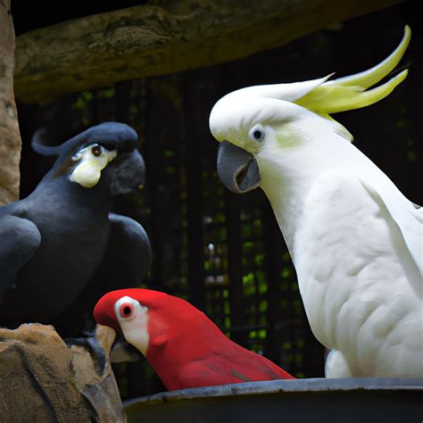 Sulphurcrested Cockatoo Red Macaw And Raven Digital Graphic Creative