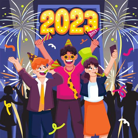 Celebrate New Year Fireworks 2023 With Bestfriends 14544547 Vector Art