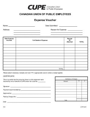 Form Canada Cupe Scfp Expense Voucher Fill Online Printable