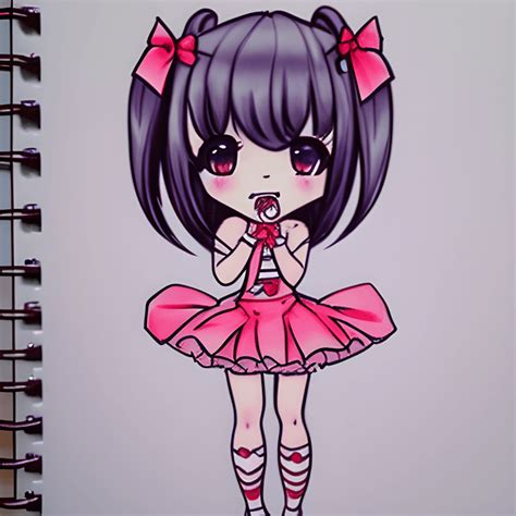 Adorable Sketch Pinup Girl Kawaii Chibi · Creative Fabrica