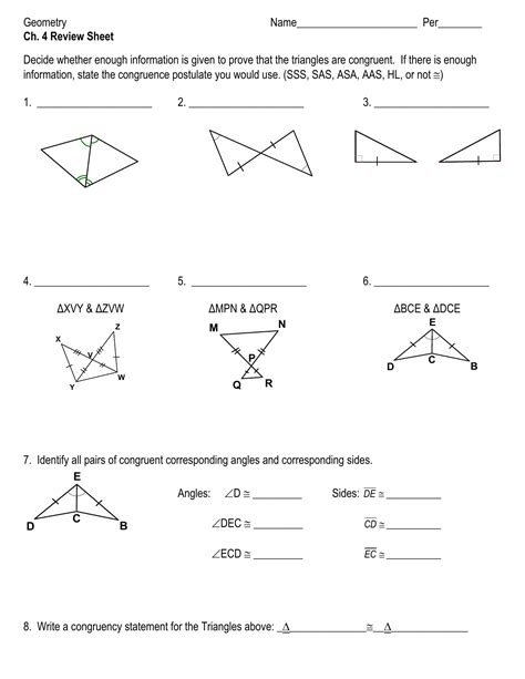 Congruent Polygons Worksheet