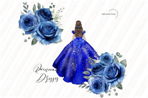 Navy Blue Princess Dresses Clipart Graphic By Sunflowerlove Creative