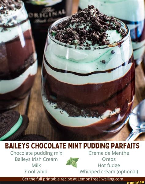 Baileys Chocolate Mint Pudding Parfaits Chocolate Pudding Mix Creme De