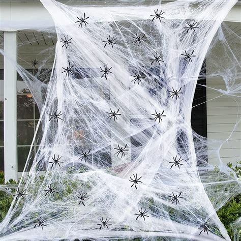 Halloween Spider Web Decorations Stretch Cobwebs With 10 Plastic Fake