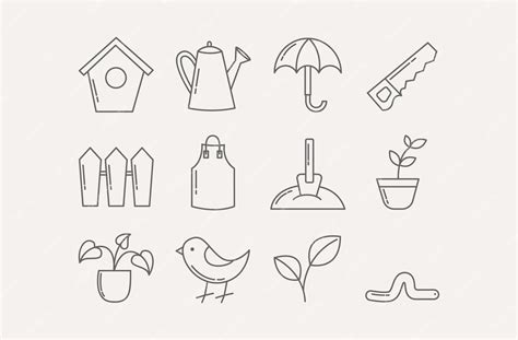 Premium Vector Gardening Line Icons Hobby Garden Concept Vector