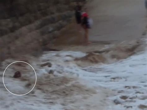 Dancing Woman Swept Away By Giant Wave On Sandinero Beach Santander