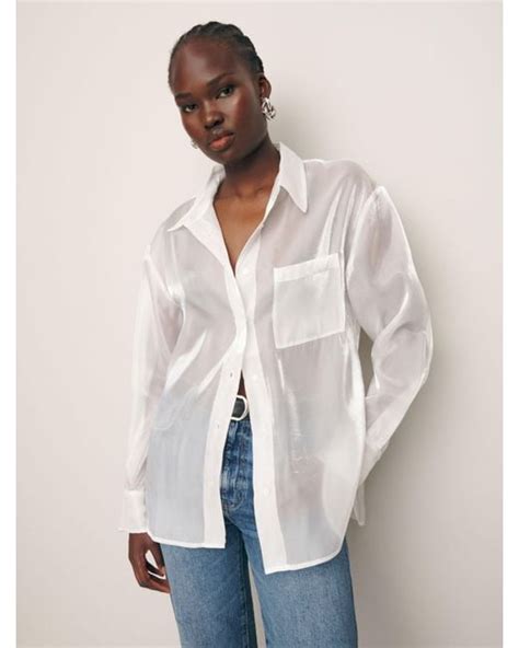 Reformation Will Oversized Sheer Shirt In Natural Lyst