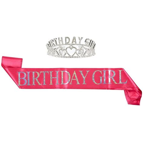 Buy Birthday Girl Tiara Birthday Sash Pink Glitter Satin Sash And