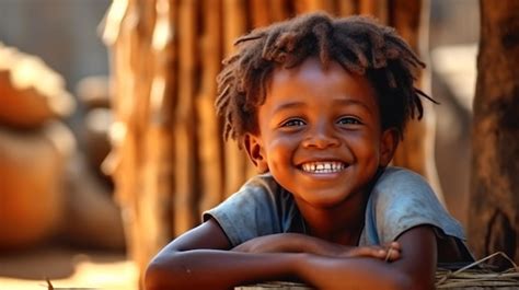 A Poor Boy In Tattered Clothes On The Street Of A Large African City