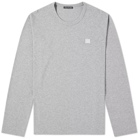 Acne Studios Nash Long Sleeve Face Tee Light Grey Melange END AU