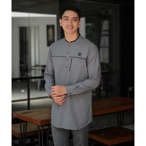 Jual Baju Koko Lengan Panjang Kombinasi Fashion Muslim Model Kurta Koko