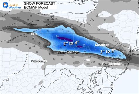 Pennsylvania Snow Winning Totals And Best Model Forecast To Help With Next Storm - Just In Weather