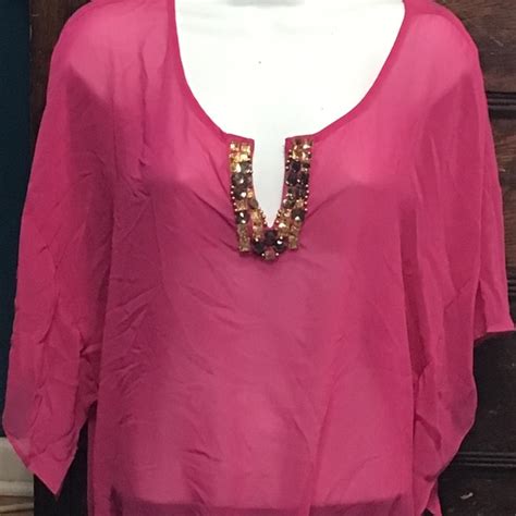 Jaclyn Smith Tops 325 Jaclyn Smith M Sheer Pink Blouse With Gold