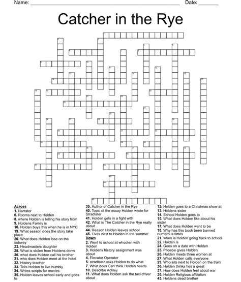 Catcher In The Rye Crossword Wordmint