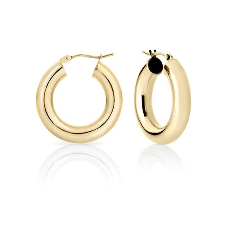 Chunky Solid 9ct Gold Hoop Earrings Thick Gold Hoop Earrings Etsy Uk