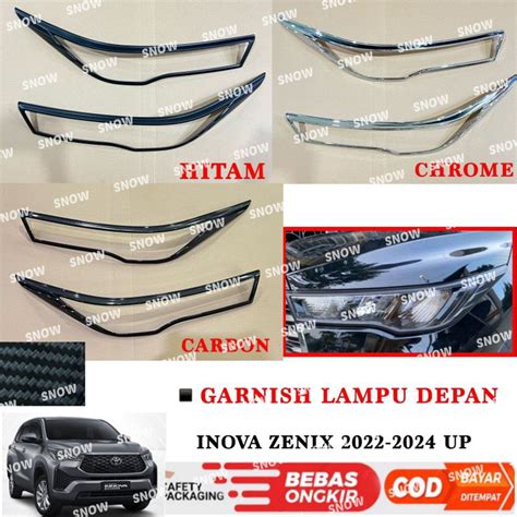 Jual Garnish Lampu Depan Innova Zenix 2022 2023 2024 UP Hitam Chrome