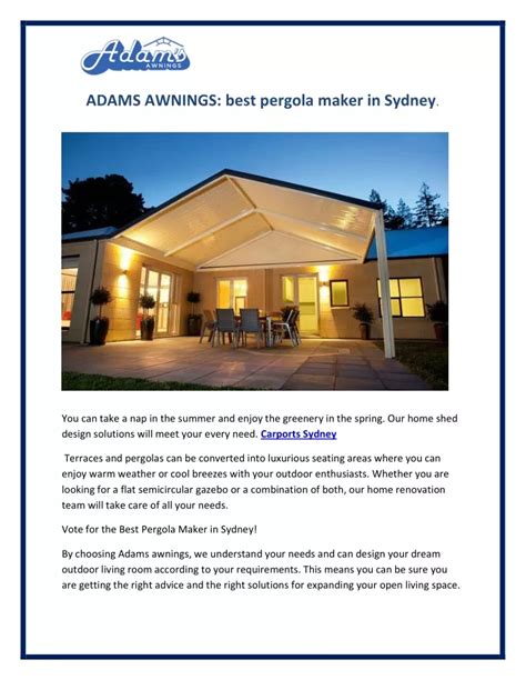 Ppt Carports Sydney Adams Awnings Powerpoint Presentation Free