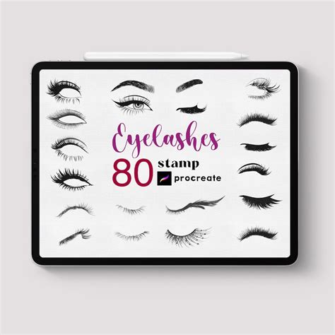 Procreate 80 Eyelashes Stamp Brush Portrait Eye Mascara Make Etsy