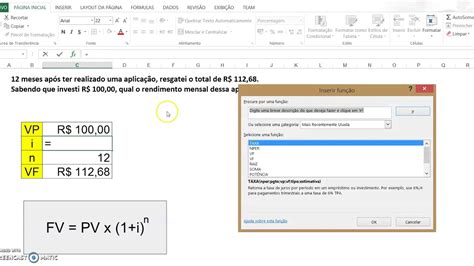 Como Calcular A Taxa De Juros No Excel Função Taxa Juros Compostos Youtube