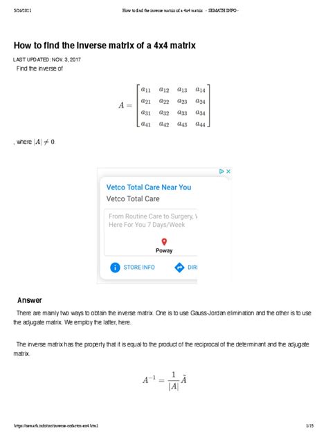 How To Find The Inverse Matrix Of A 4x4 Matrix Semath Info Pdf