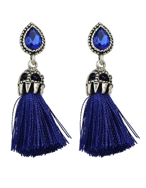 Blue Long Tassel Earrings Shein Sheinside Long Tassel Earrings