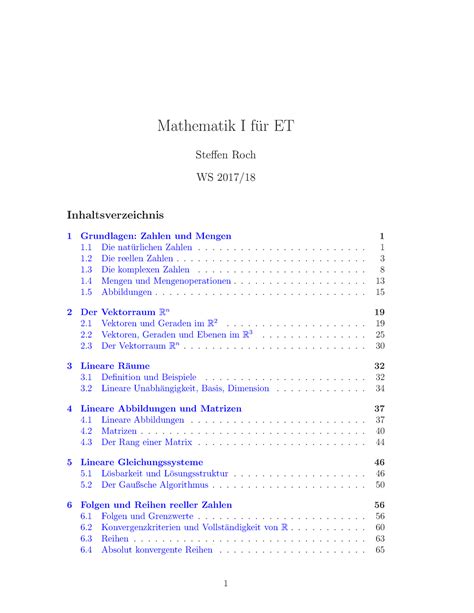 Skript Et Mathe Skript Mathematik I Fur ET Steffen Roch WS 2017 18