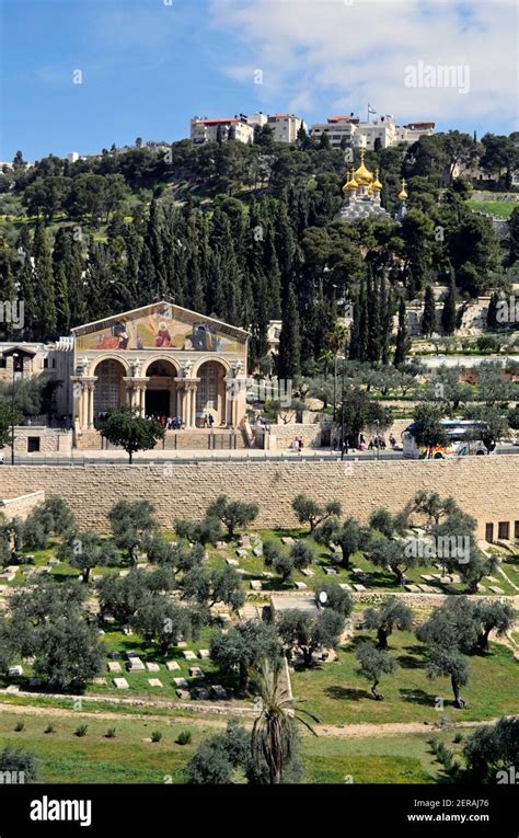 View Over Green Kidron Valley In Spring To The Mount Of Olives With