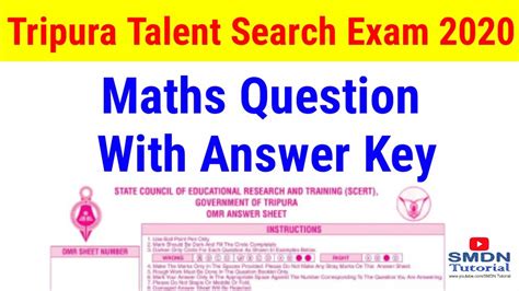 Mathematics Question With Answer Key Tripura Maths Talent Search Exam