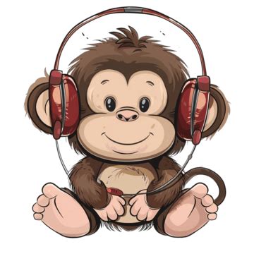 Cool Monkey In Fashion Style Listening Music Monkey Fashion Cartoon