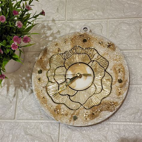 Beige White Floral Hanging Table Clock Art Local Product Website