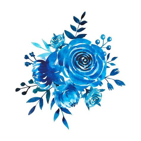 Premium Vector Watercolor Floral Bouquet Indigo Blue Watercolor