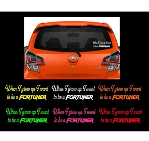 Toyota Wigo Sticker WHEN I GROWN UP Design Lazada PH