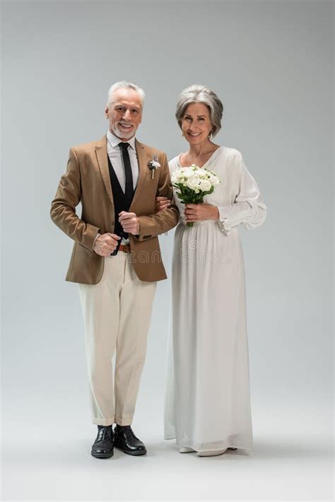 Full Length Of Happy Mature Bride Stock Image Image Of Emotion Shoes