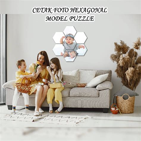 Jual Cetak Foto Uk Hexagonal Model Puzzle Media Papan Mdf Isi Pcs