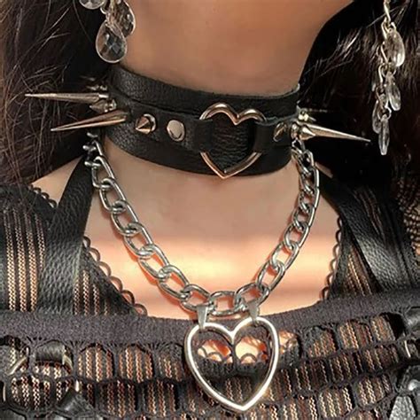 Choker Gargantilha Unissex Coração Punk Gótico Rock Egirl E