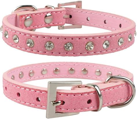 Pink Color 1 Row Rhinestone Dog Collar Diamante Crystal Pet Cat Kitten ...