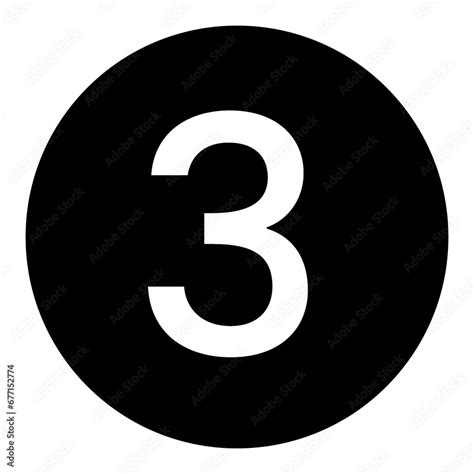 Black Number 3 Icon Template Transparent Black Circle Number Three