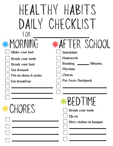 Printable Daily Checklist