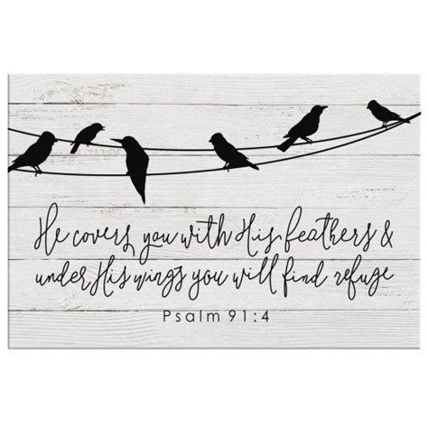 Psalm 914 He Will Cover You With His Feathers Canvas Art Bible Verse