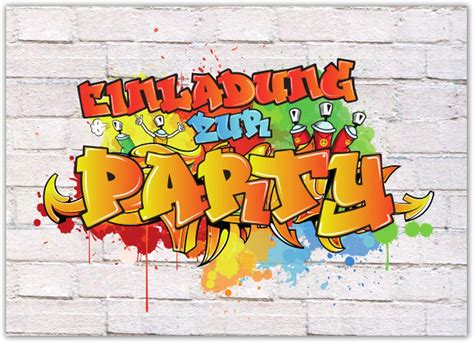 Pandawal 12x Einladungskarten Kindergeburtstag Graffiti Style für Junge