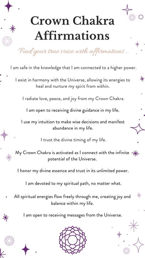 100 Crown Chakra Affirmations Chakra Practice