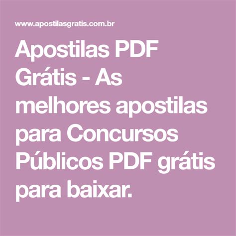 Apostilas PDF Grátis As melhores apostilas para Concursos Públicos