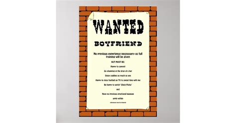 Boyfriend Wanted Poster Poster Zazzle