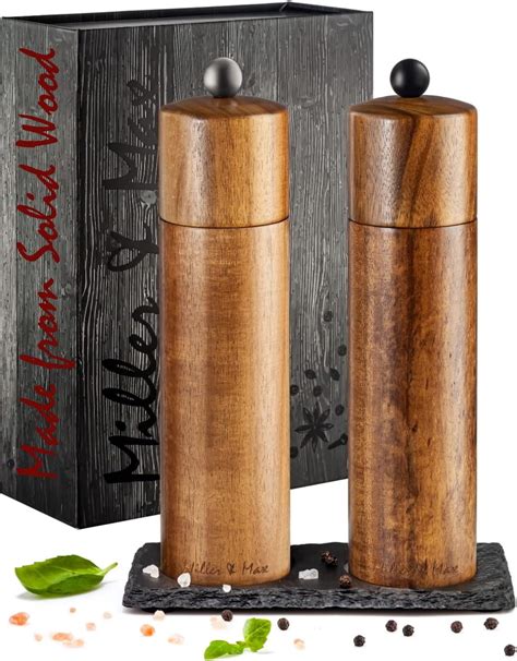 Amazon Zettai Wooden Salt Pepper Grinder Set Pack Of 2 8