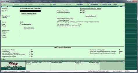 How To Create Company In Tally Erp