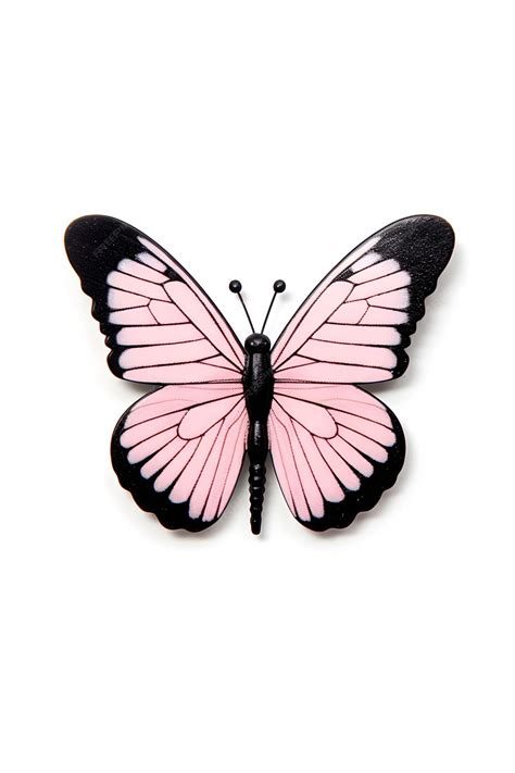 Mariposa De Color Rosa Pálido Y Negro Sobre Fondo Blanco Foto Premium