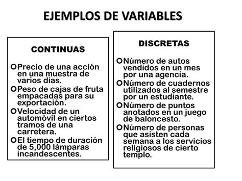 Ejemplo De Variables Continuas