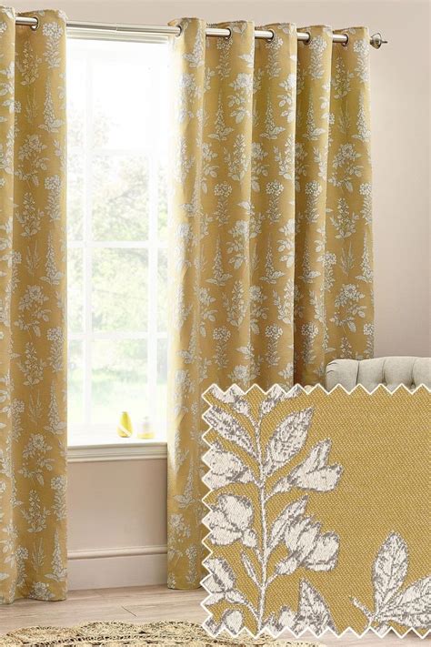 Buy Wylder Nature Gold Sophia Floral Jacquard Eyelet Curtains From The