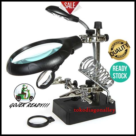 Jual Pegangan Solder Kaca Pembesar Led Praktis Alat Helping Hand