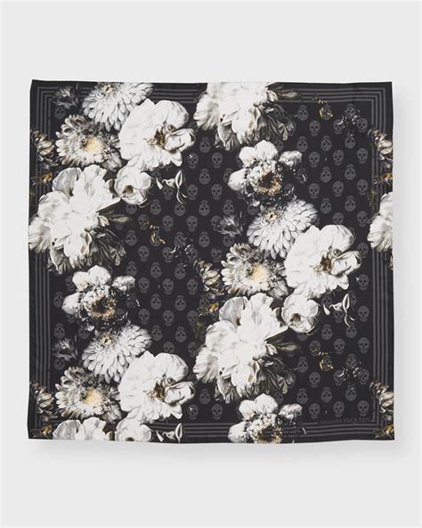 Alexander McQueen Chiaroscuro Biker Silk Square Scarf Neiman Marcus